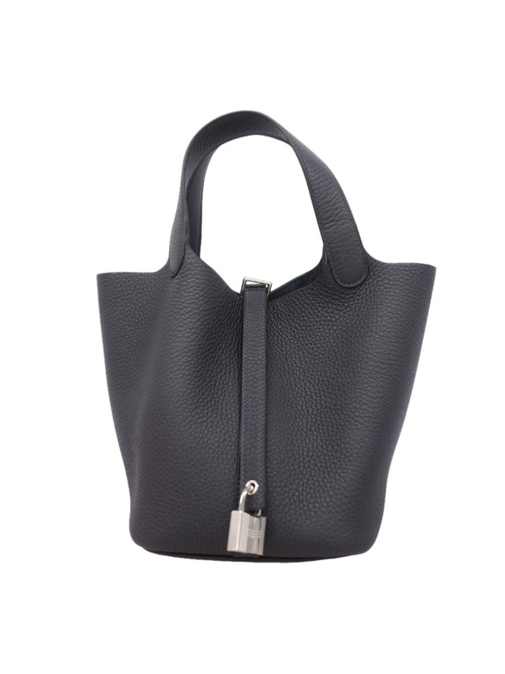 Hermes Handbag Picotin Lock PM Taurillon Clemence Canvas Silver